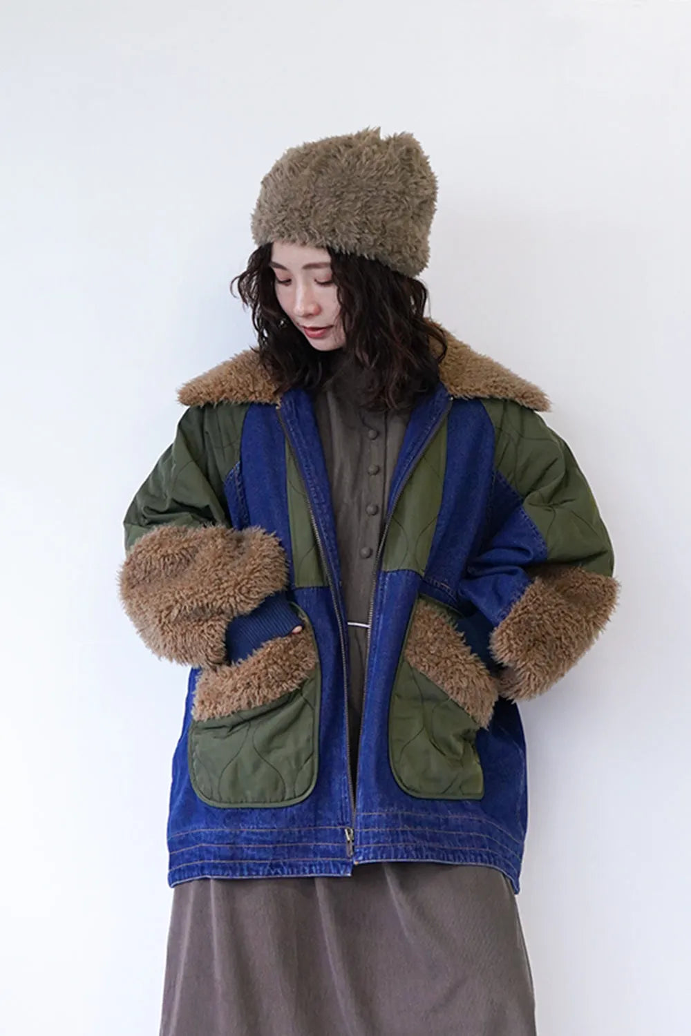 ボアMIXデニムジャケット