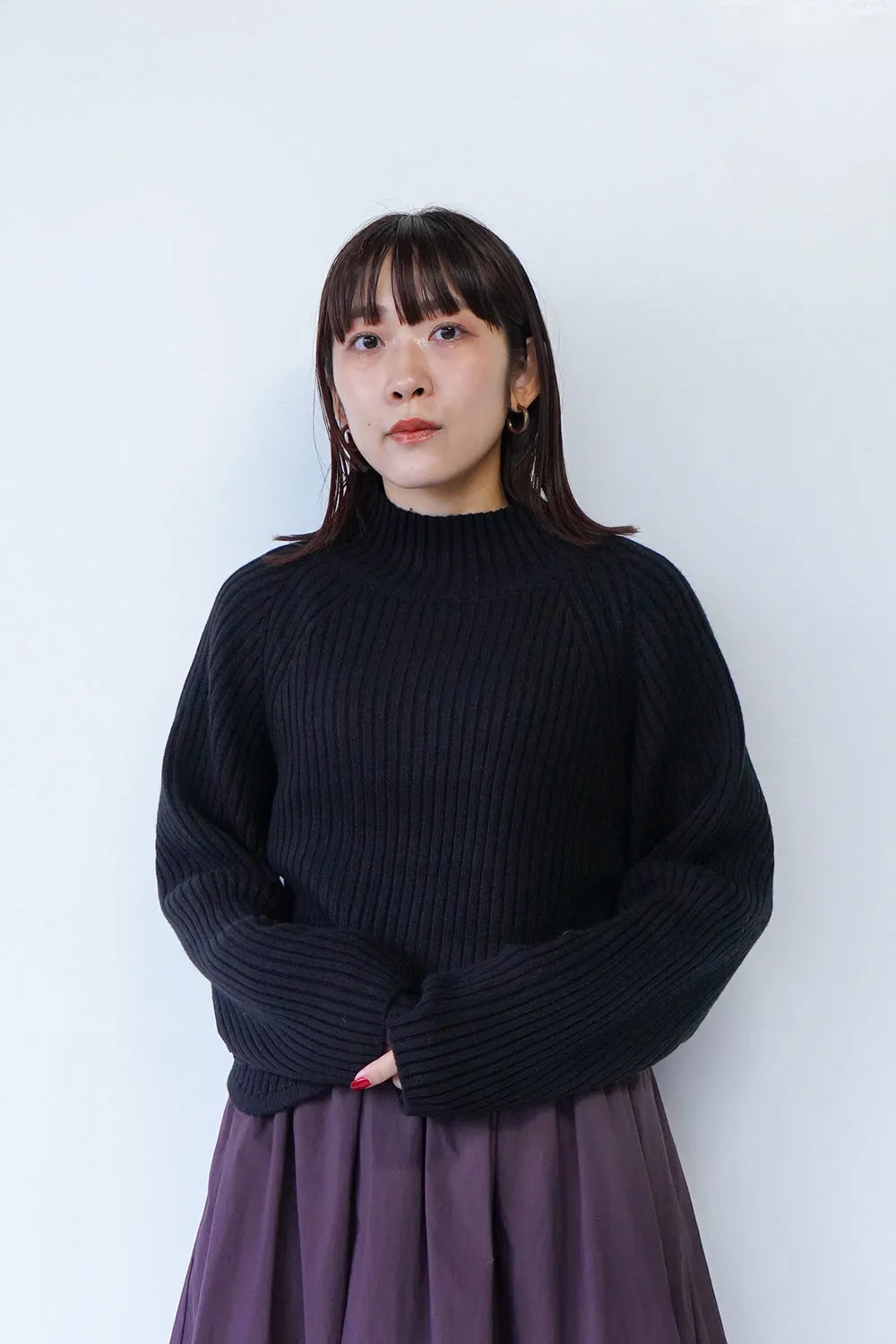 【ante aciem】アシンメトリーリブニット