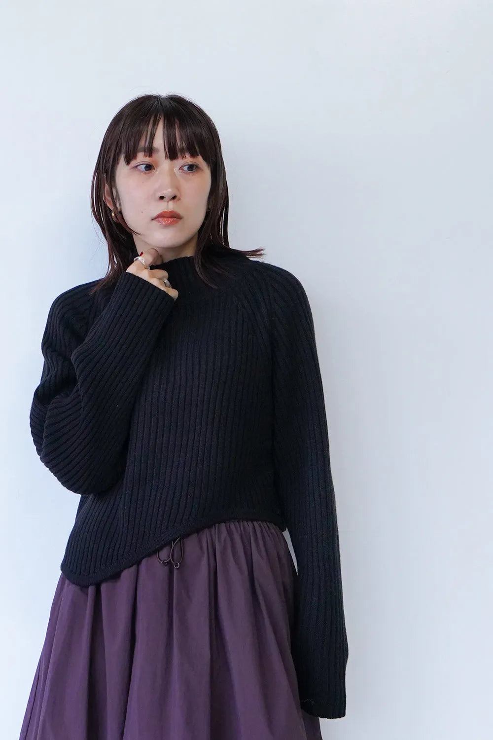 【ante aciem】アシンメトリーリブニット