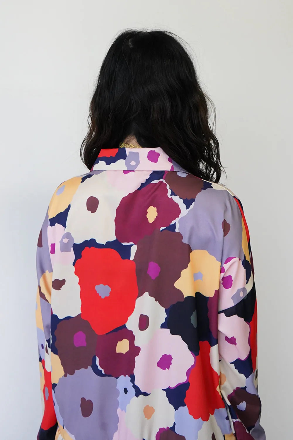 レトロ花柄ローウエスト切替ワンピース