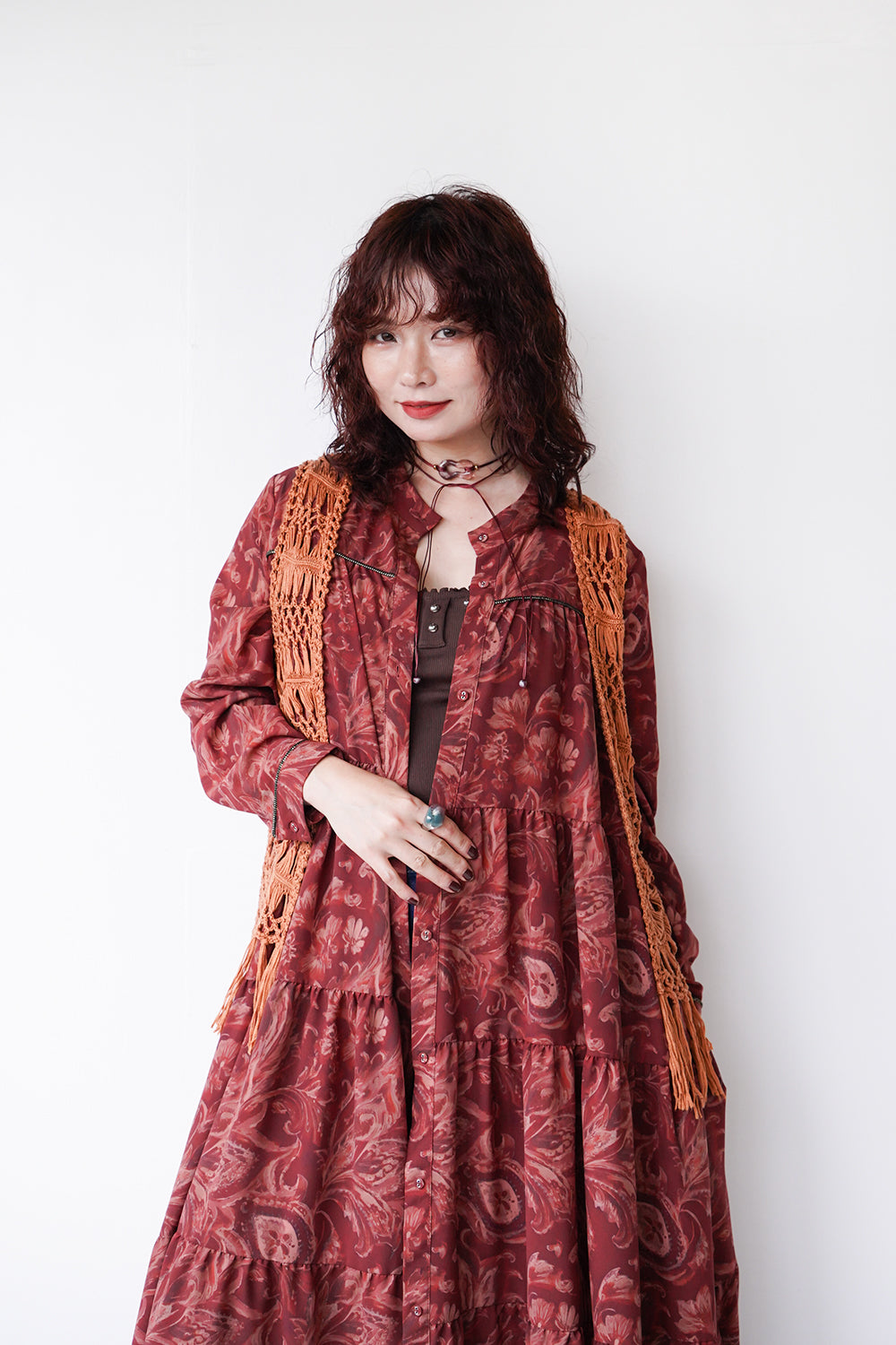 LILA n' citta】ペイズリー柄ティアードロングワンピース – LILA