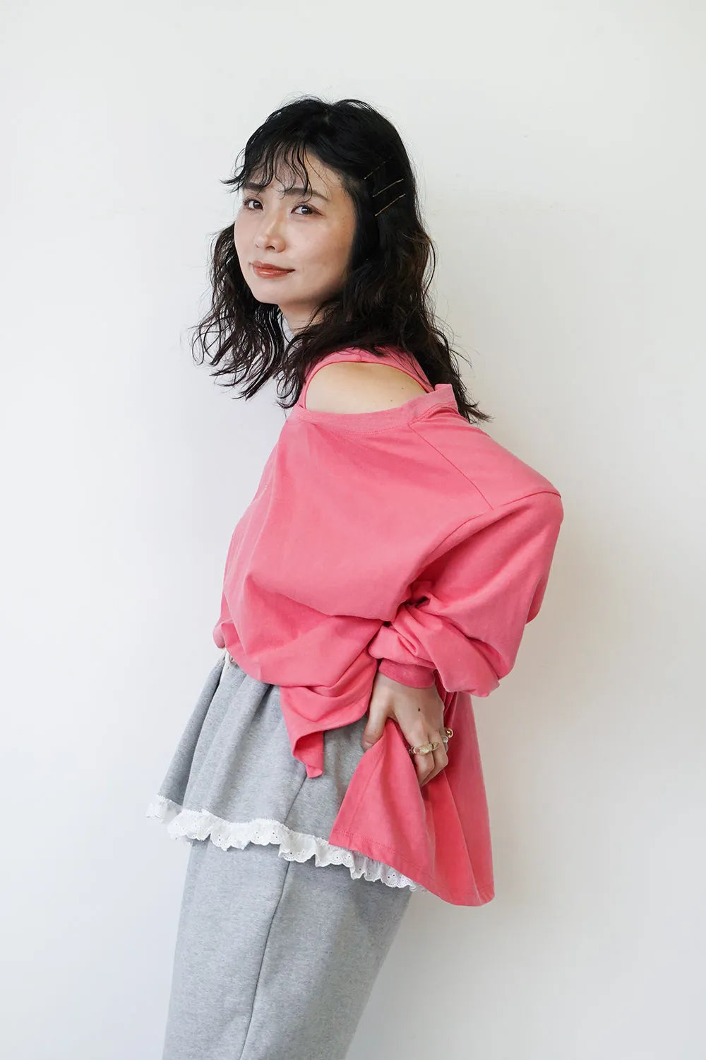 ワンショルオープンカットソー