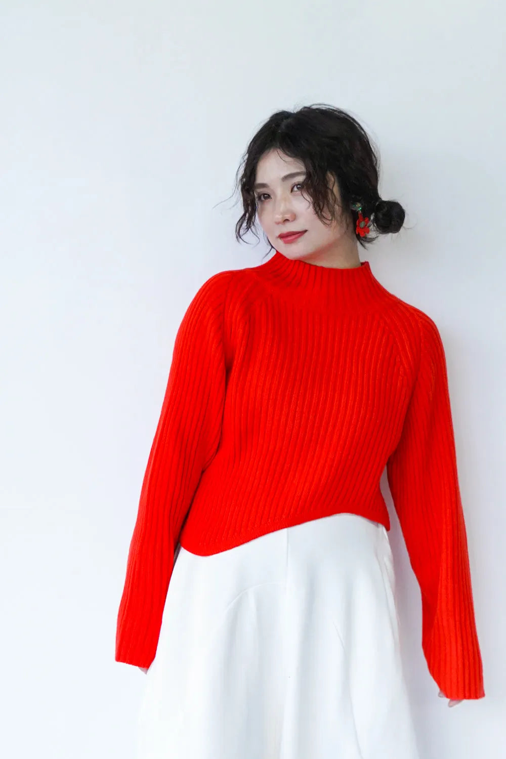 【ante aciem】アシンメトリーリブニット