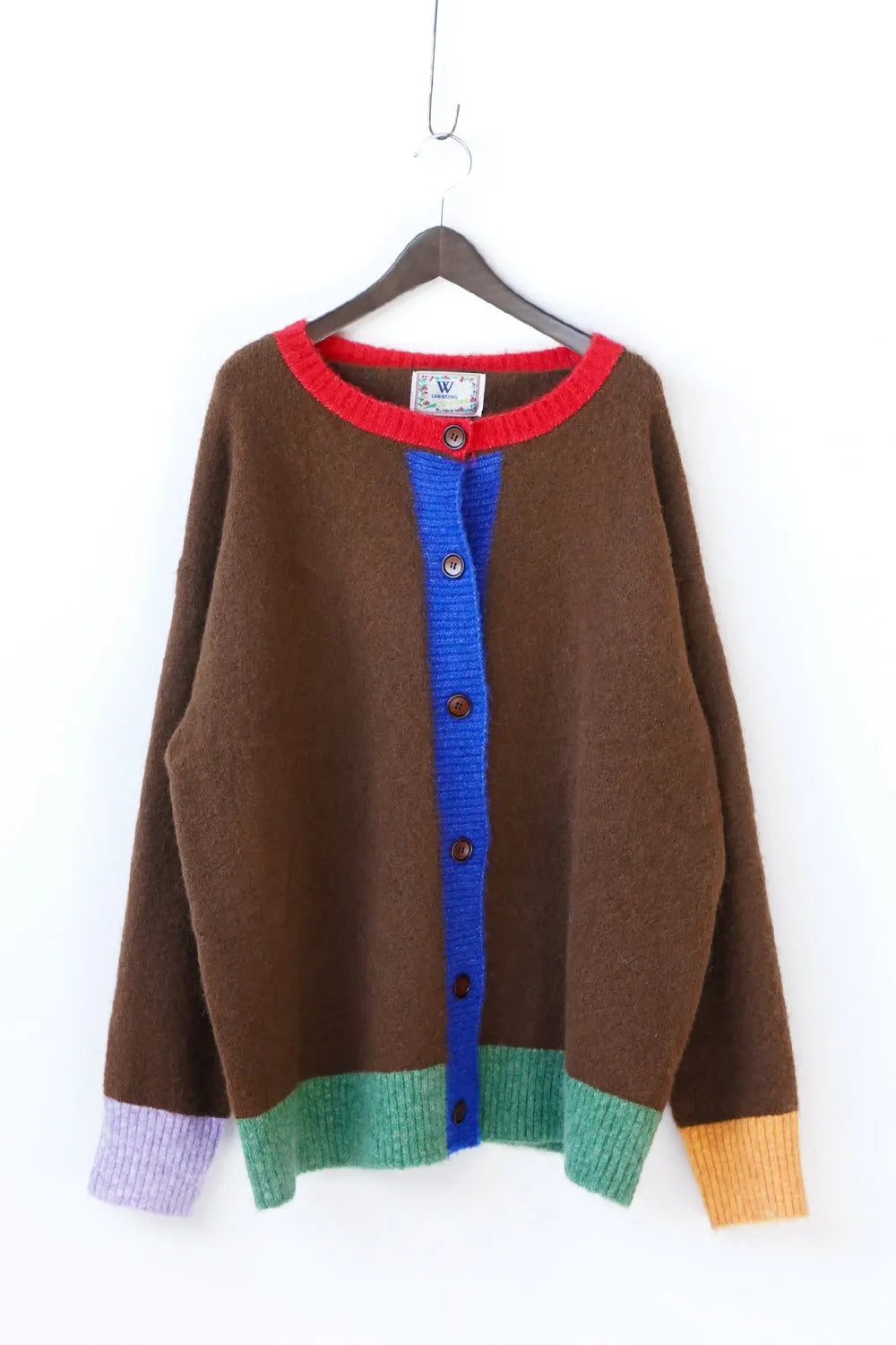 カラーブロックニットカーデ