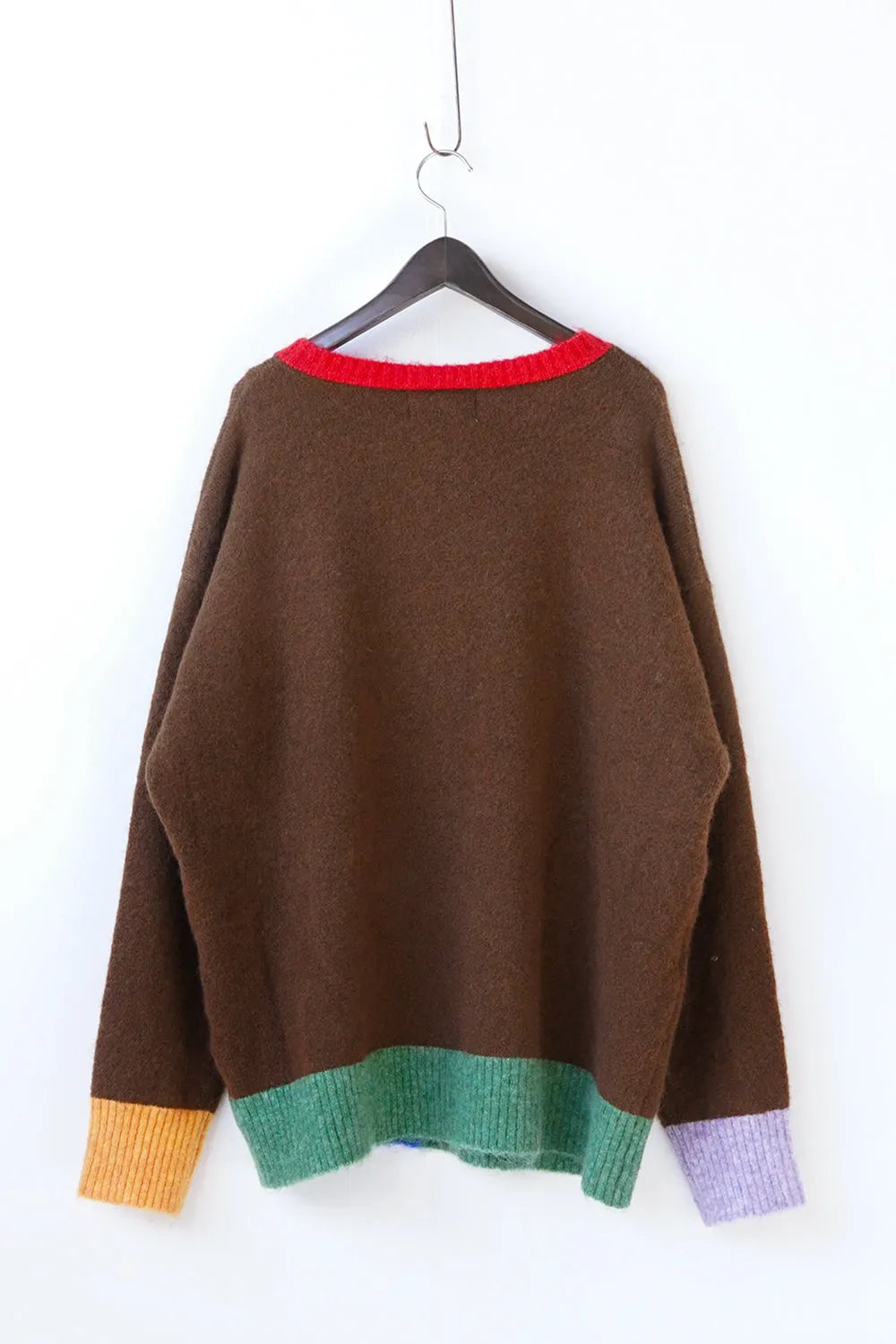 カラーブロックニットカーデ