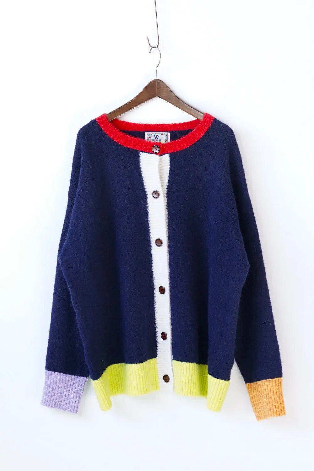 カラーブロックニットカーデ