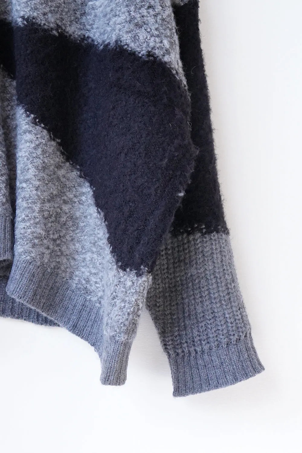 異素材切替ニットカーディガン