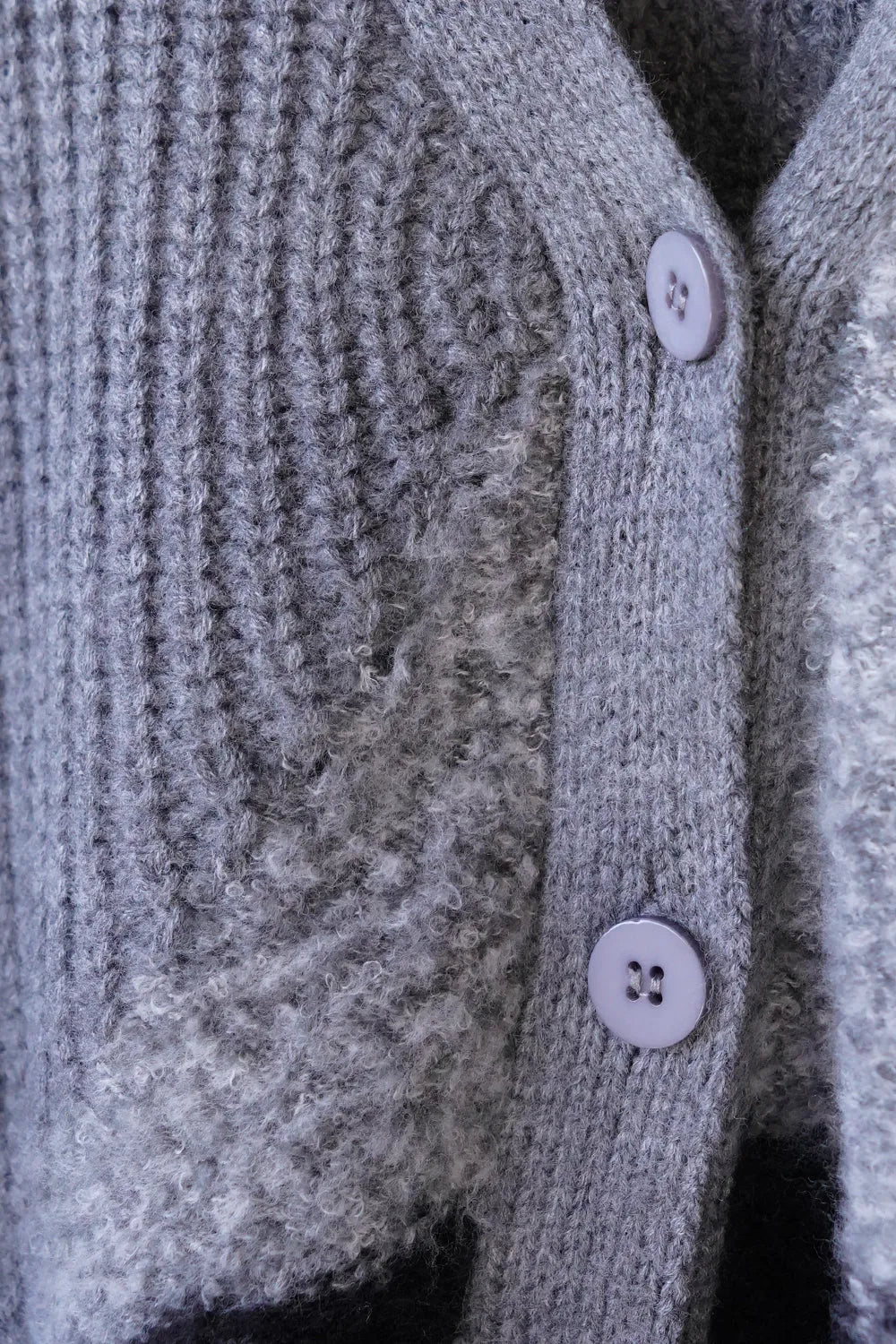 異素材切替ニットカーディガン