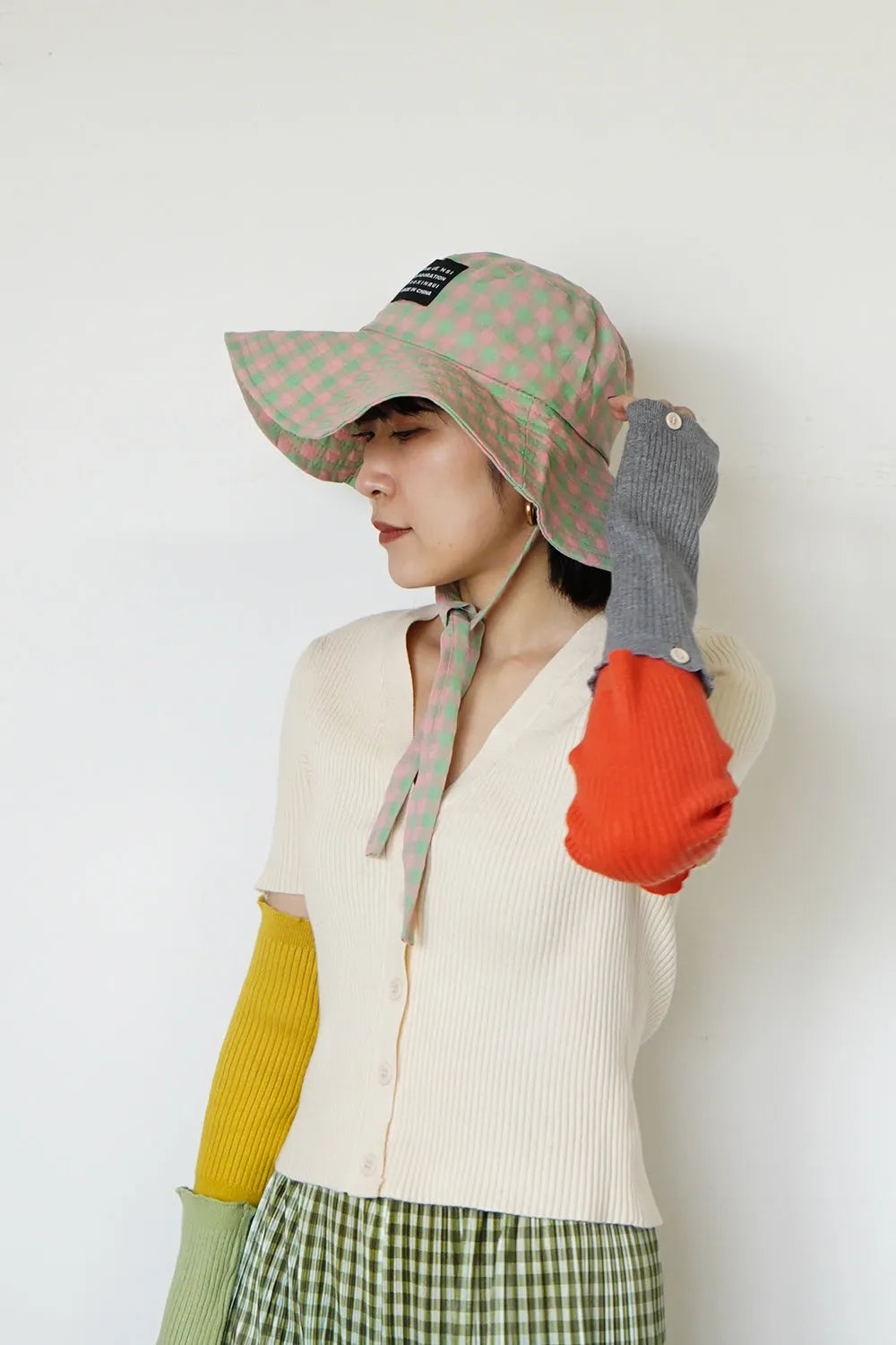 ギンガムチェックリボンハット