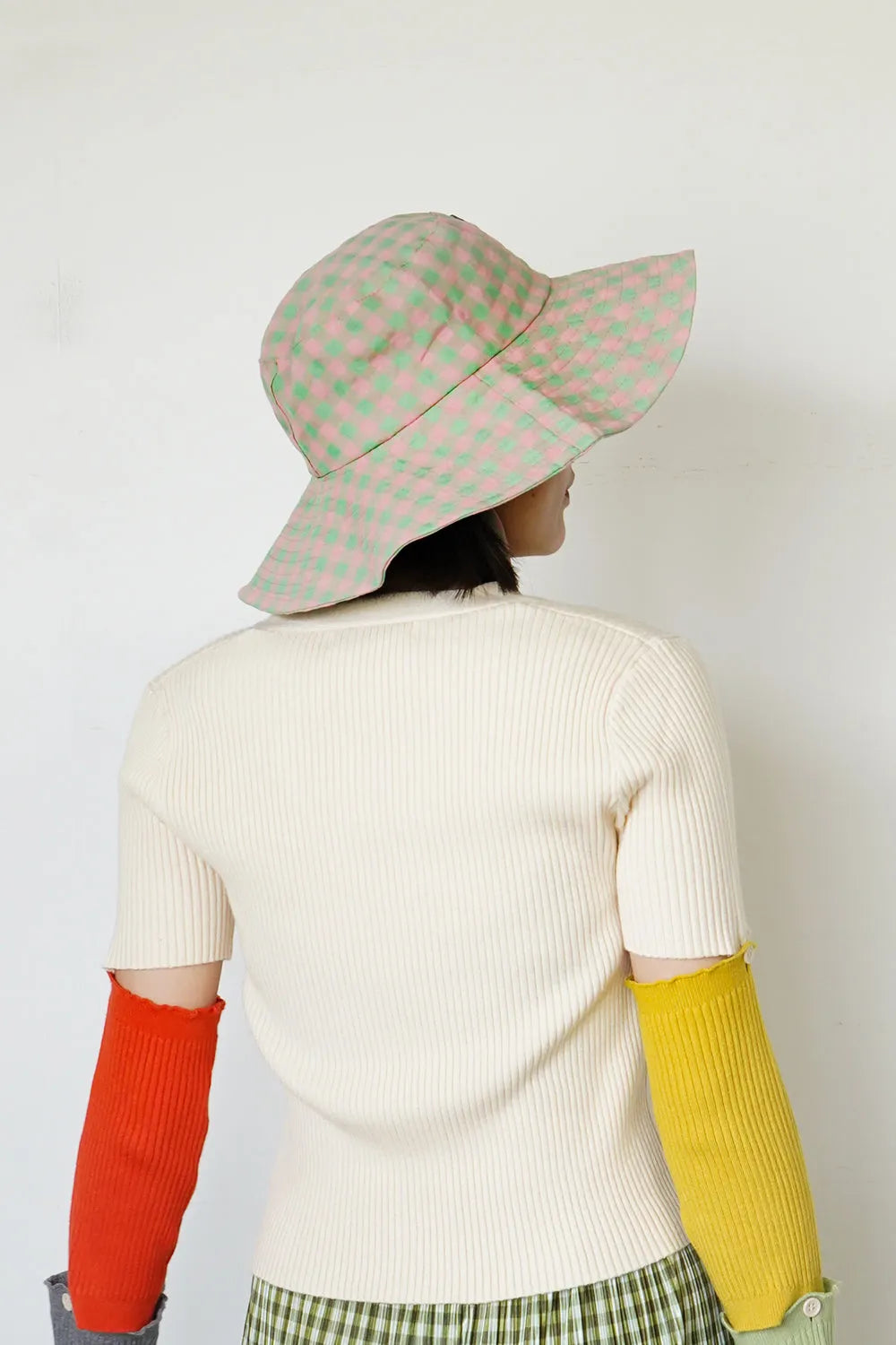 ギンガムチェックリボンハット