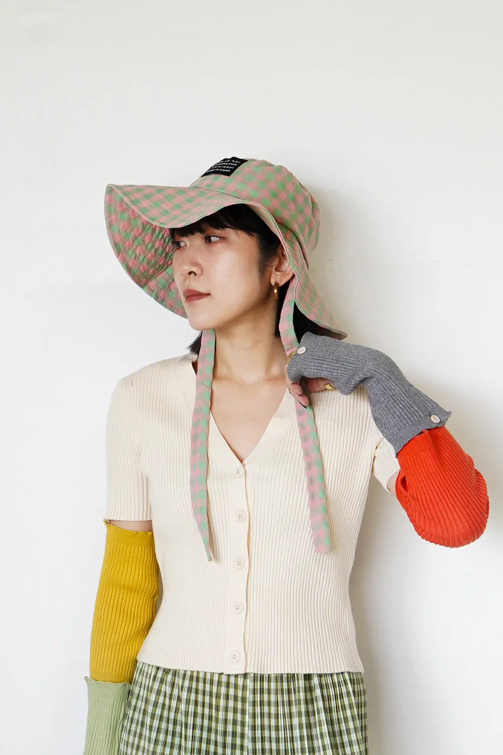 ギンガムチェックリボンハット