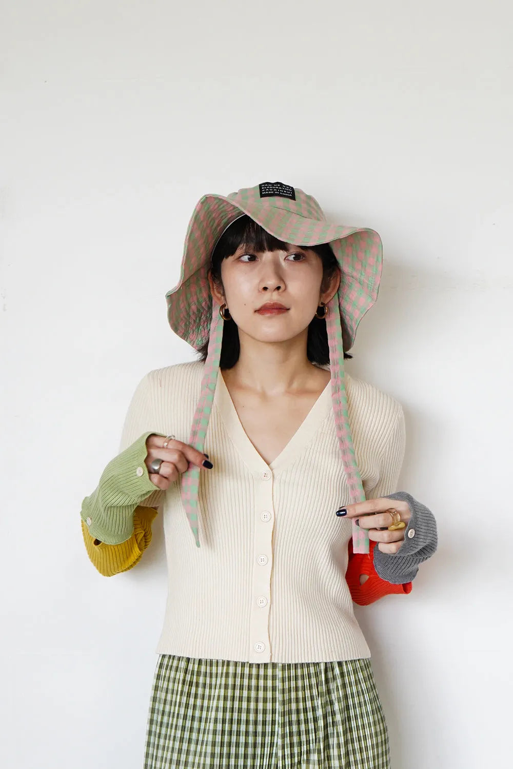 ギンガムチェックリボンハット