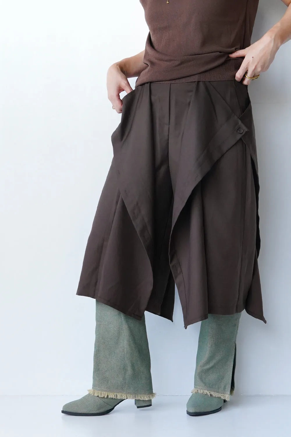 デニムフリンジロングブーツ