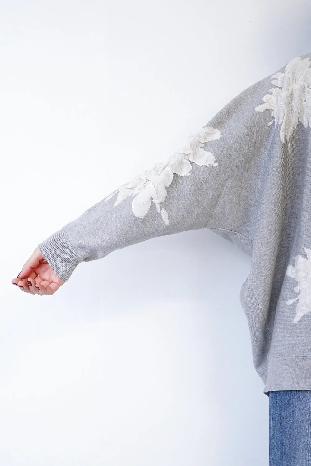 フラワージャガードニットカーデ