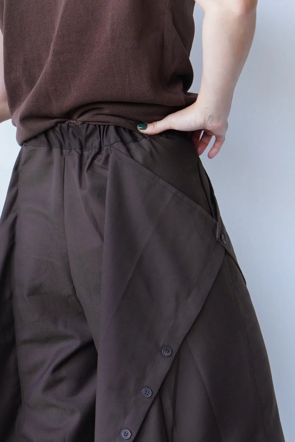 ボタンアレンジハーフワイドパンツ