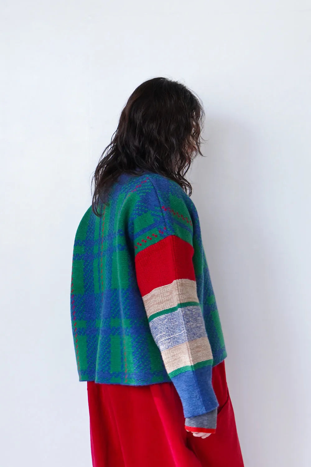 マルチチェックニットカーディガン