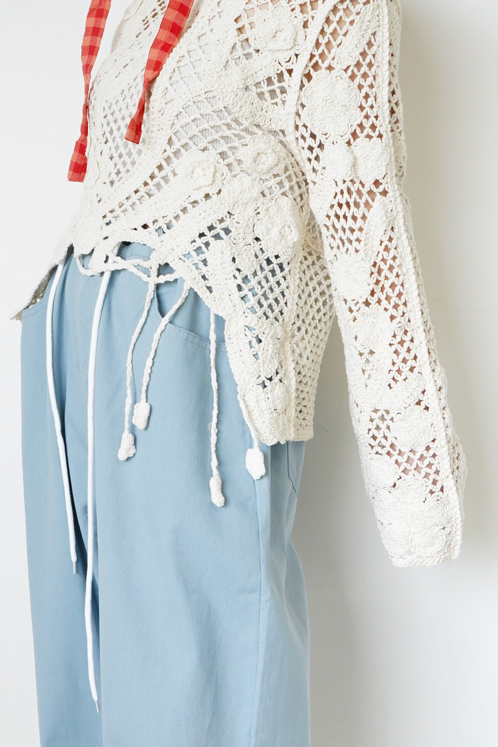 ニット セーター ハンドメイドクロシェニット レディース クロシェ編みV開きプルオーバー（ニット/セーター）｜Trish