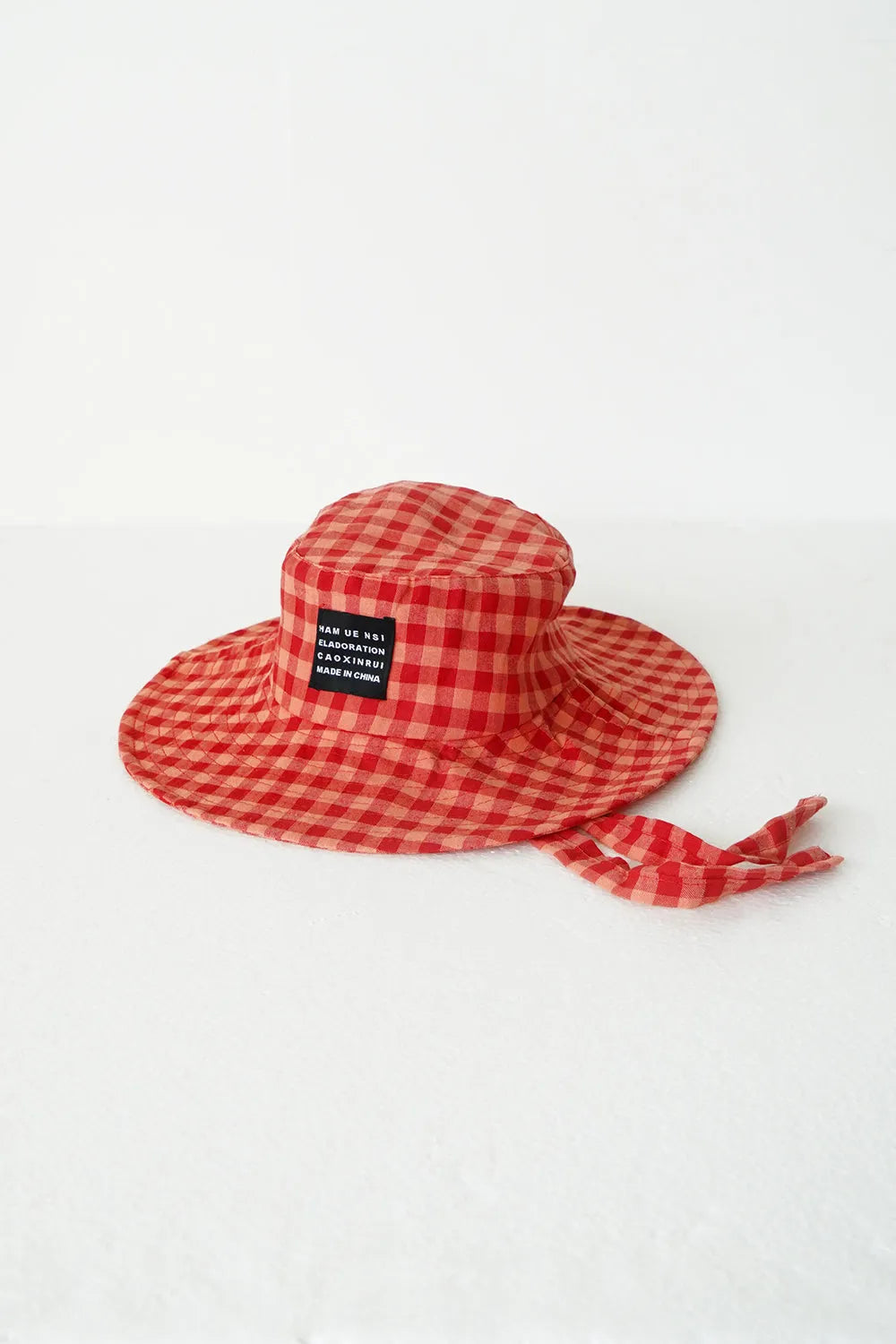 ギンガムチェックリボンハット