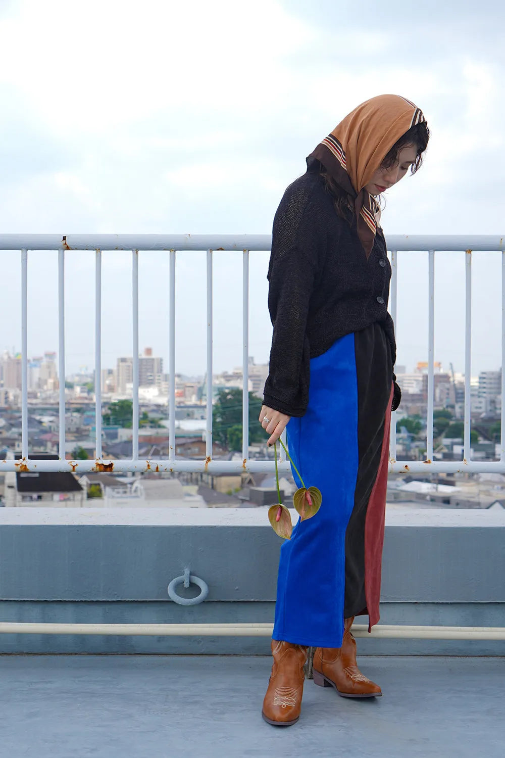 【LILA n’ citta】フェイクスエード配色スカート