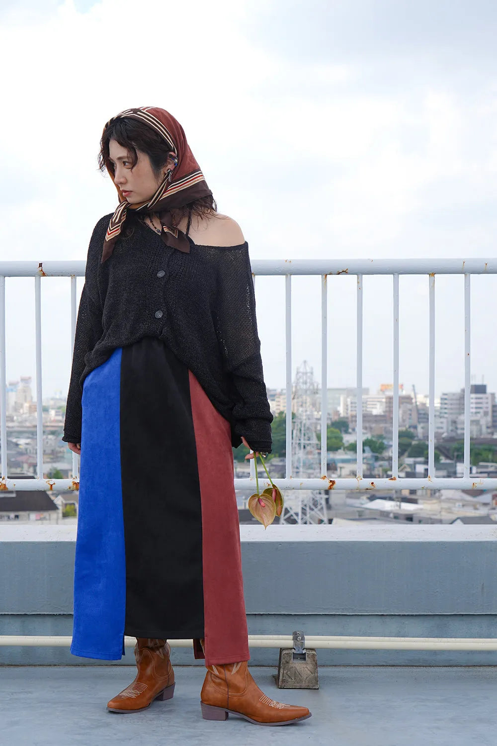 【LILA n’ citta】フェイクスエード配色スカート