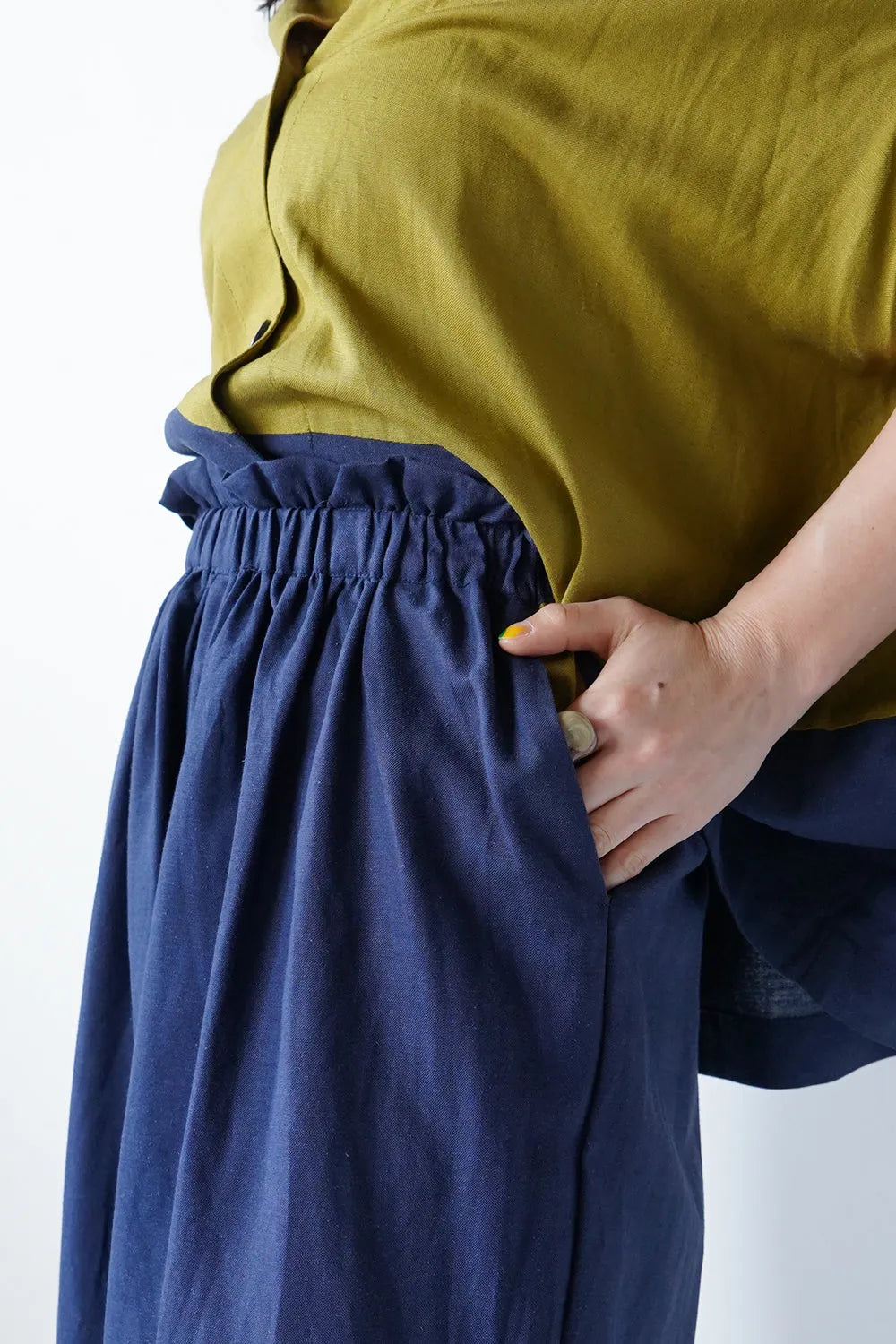 【LILA n' citta】リネンレーヨンバイカラーパンツ