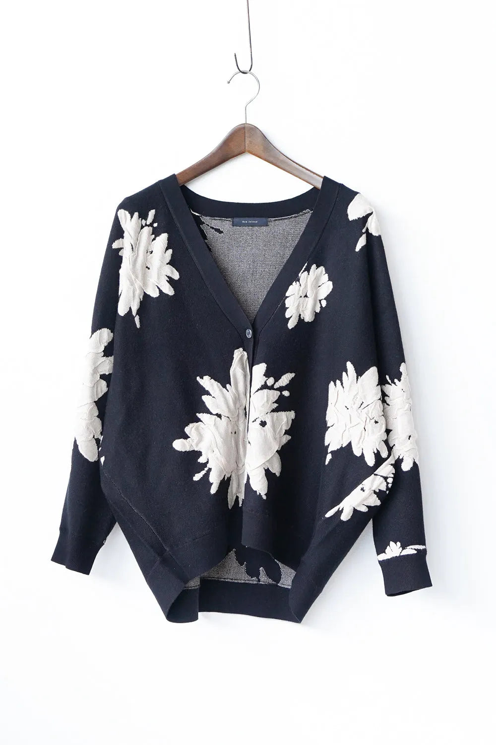 フラワージャガードニットカーデ