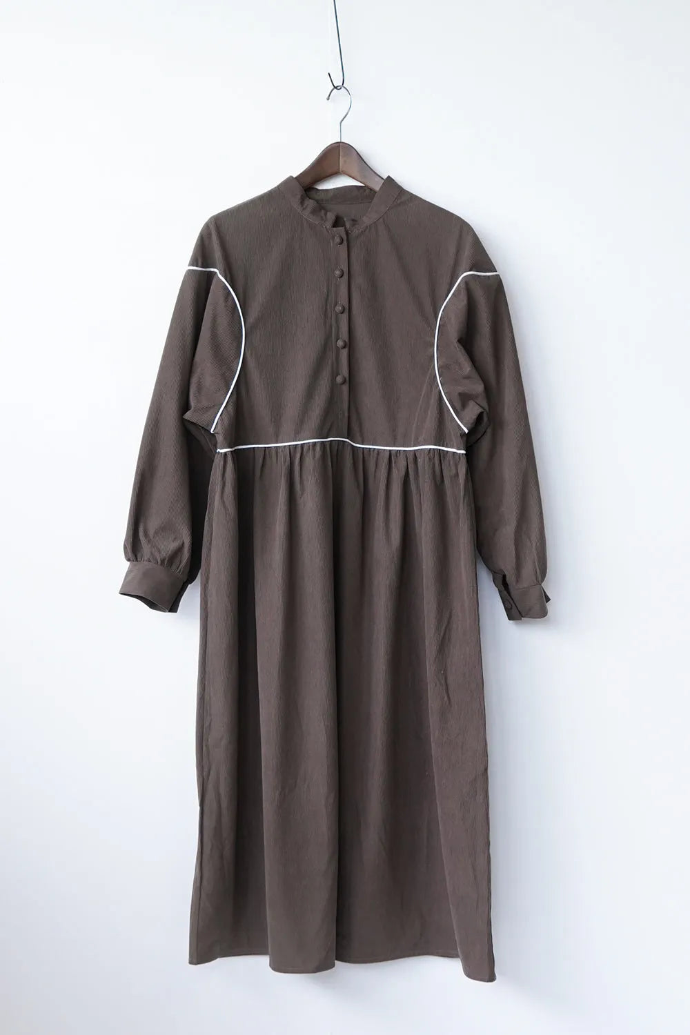 パイピング切替コーデュロイワンピース