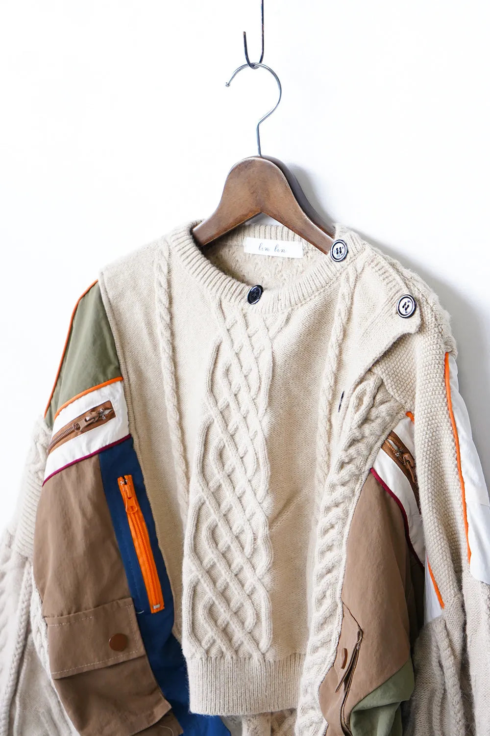 異素材ドッキングアシメニットカーデ