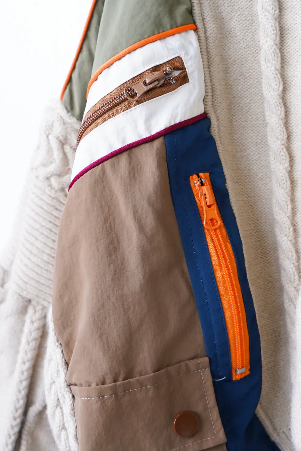 異素材ドッキングアシメニットカーデ