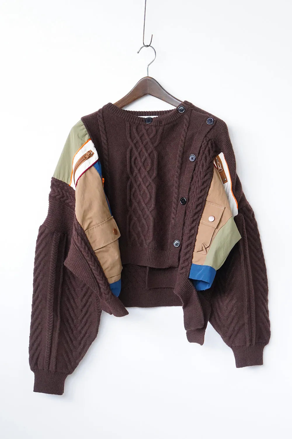 異素材ドッキングアシメニットカーデ