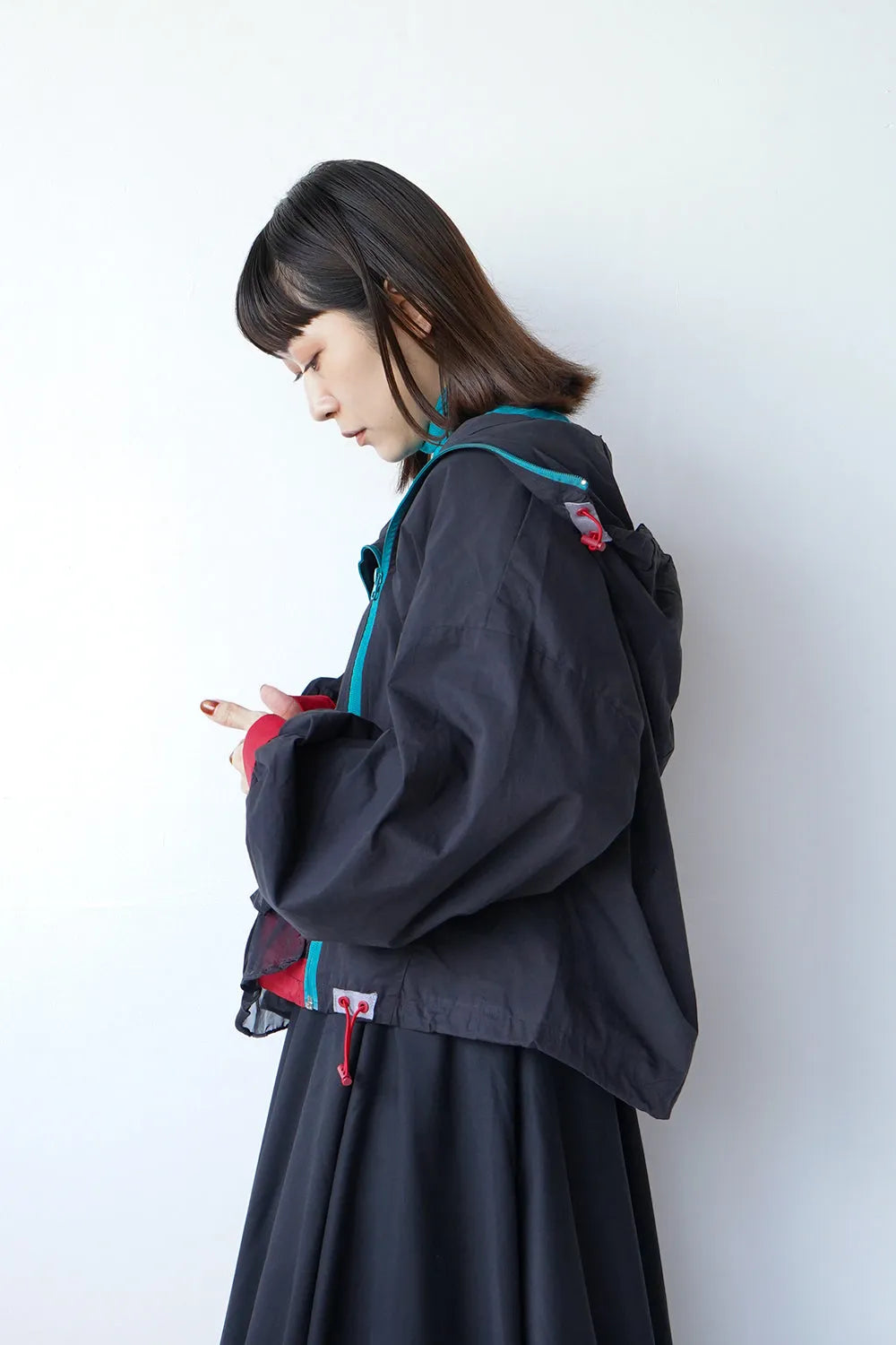 配色ダブルジップパーカ