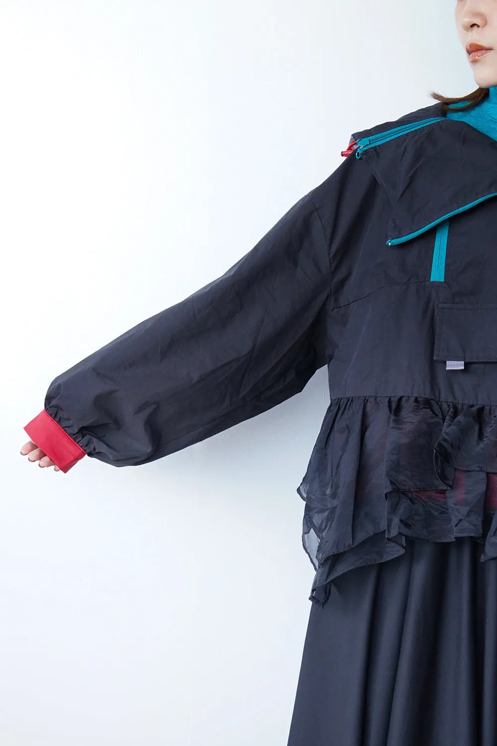 配色ダブルジップパーカ