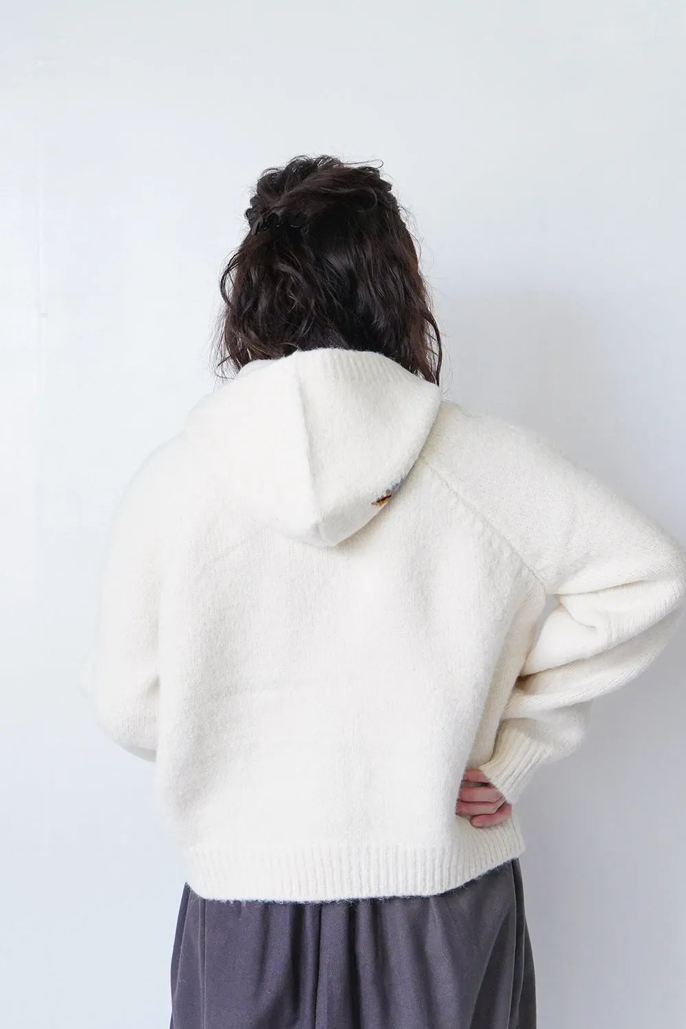 鳥柄ニットカーディガン&フードSET