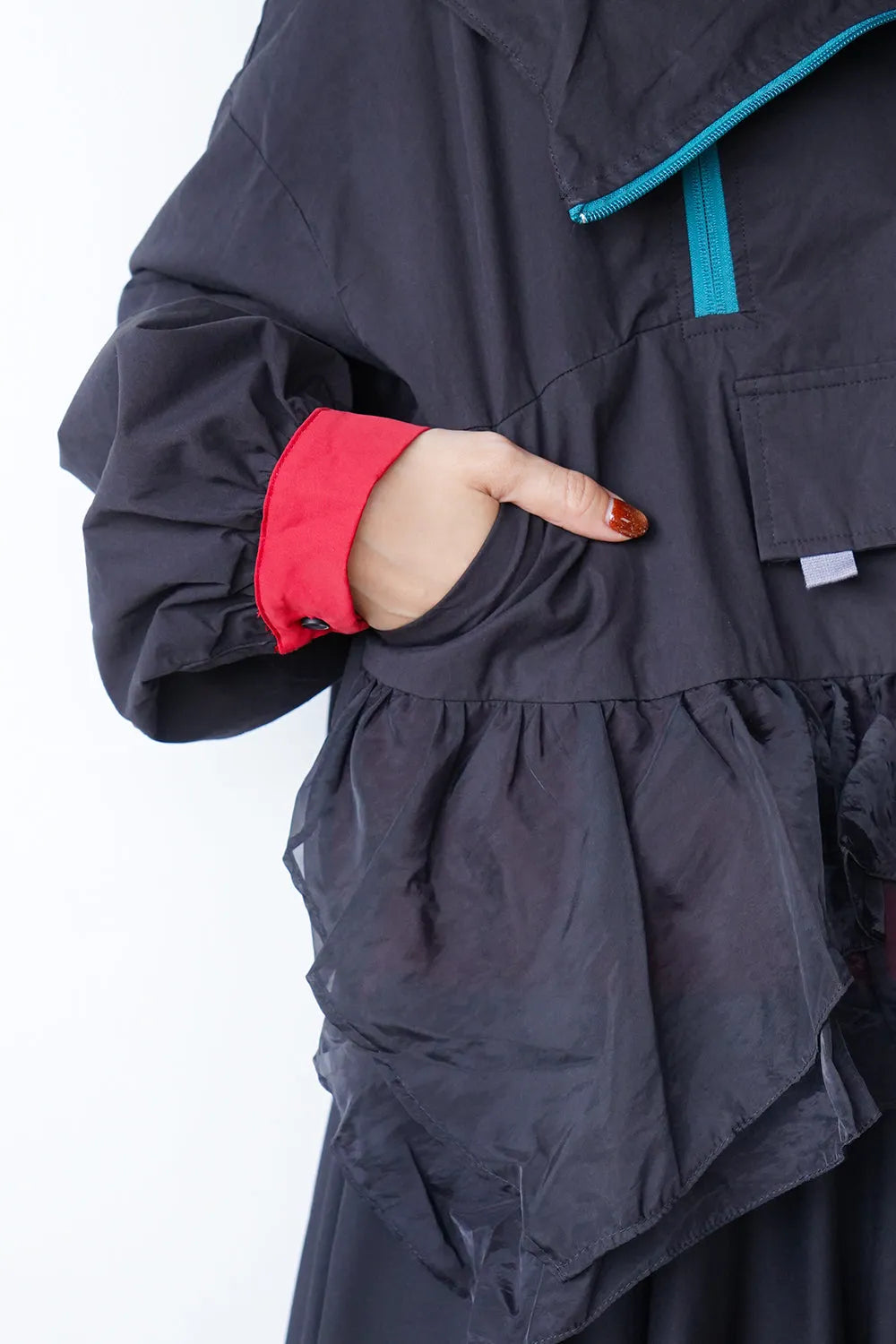 配色ダブルジップパーカ