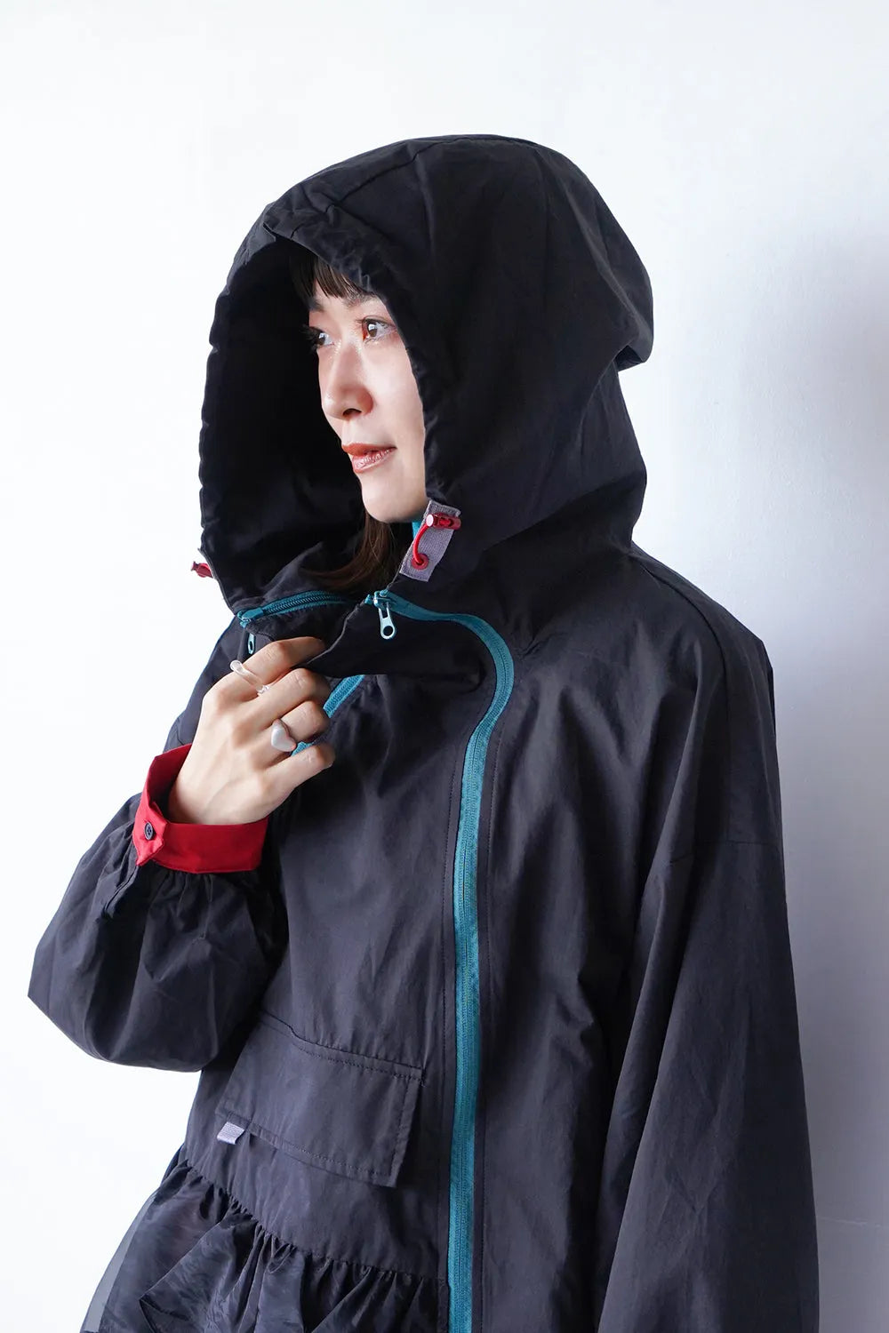 配色ダブルジップパーカ