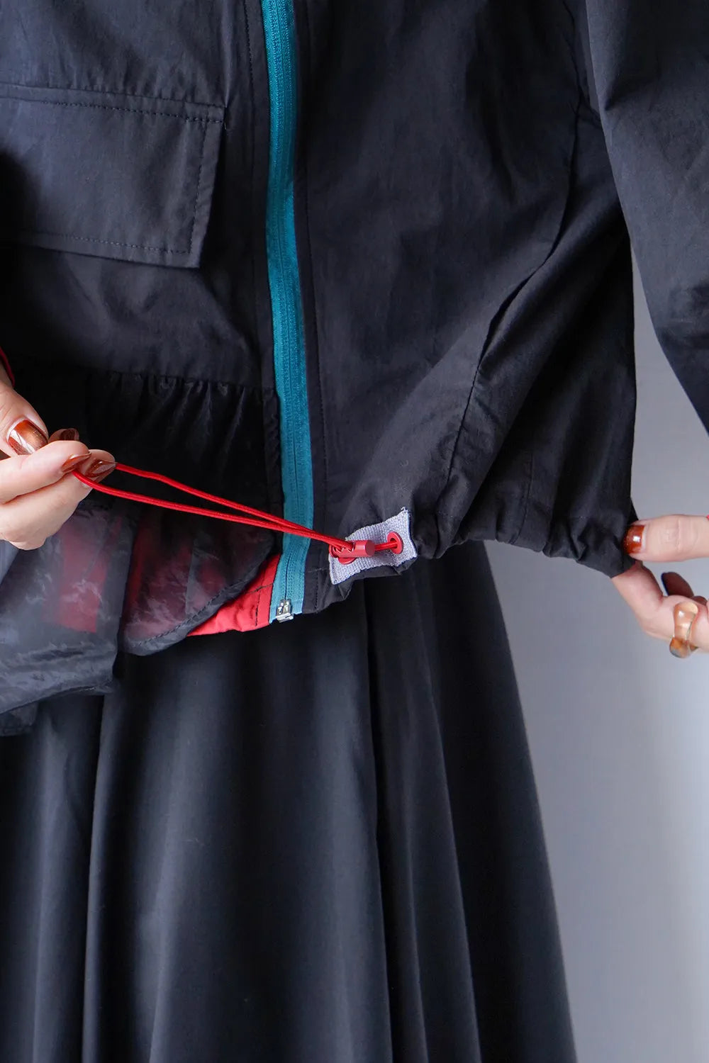 配色ダブルジップパーカ