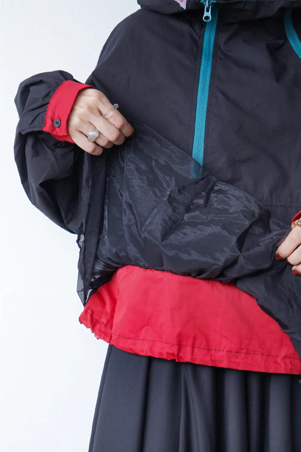 配色ダブルジップパーカ