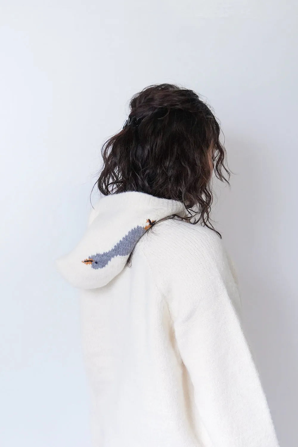 鳥柄ニットカーディガン&フードSET