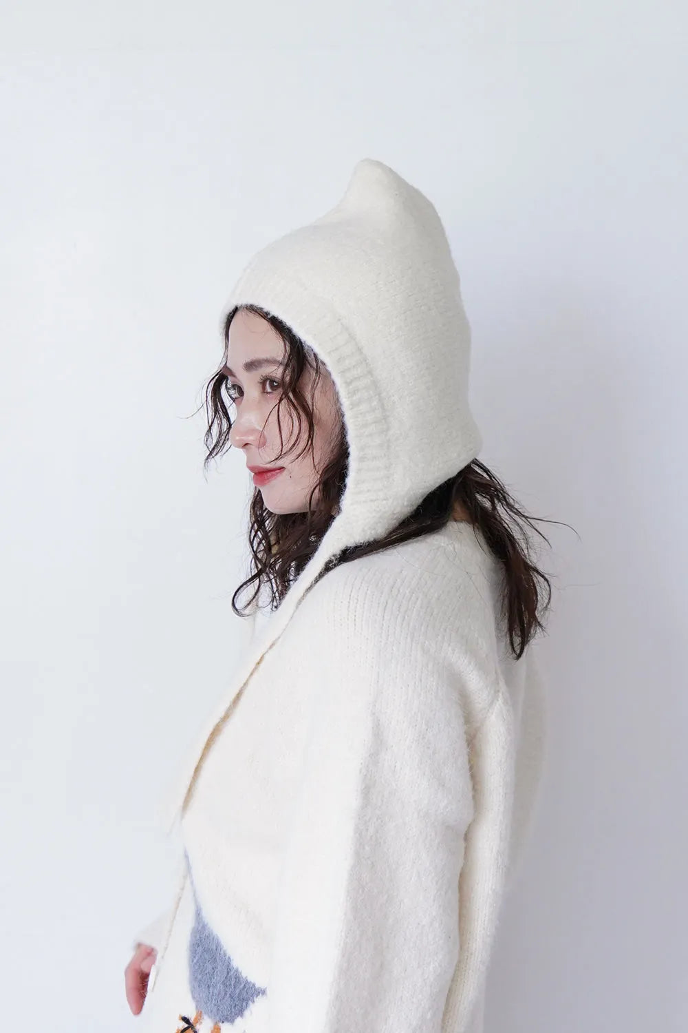 鳥柄ニットカーディガン&フードSET