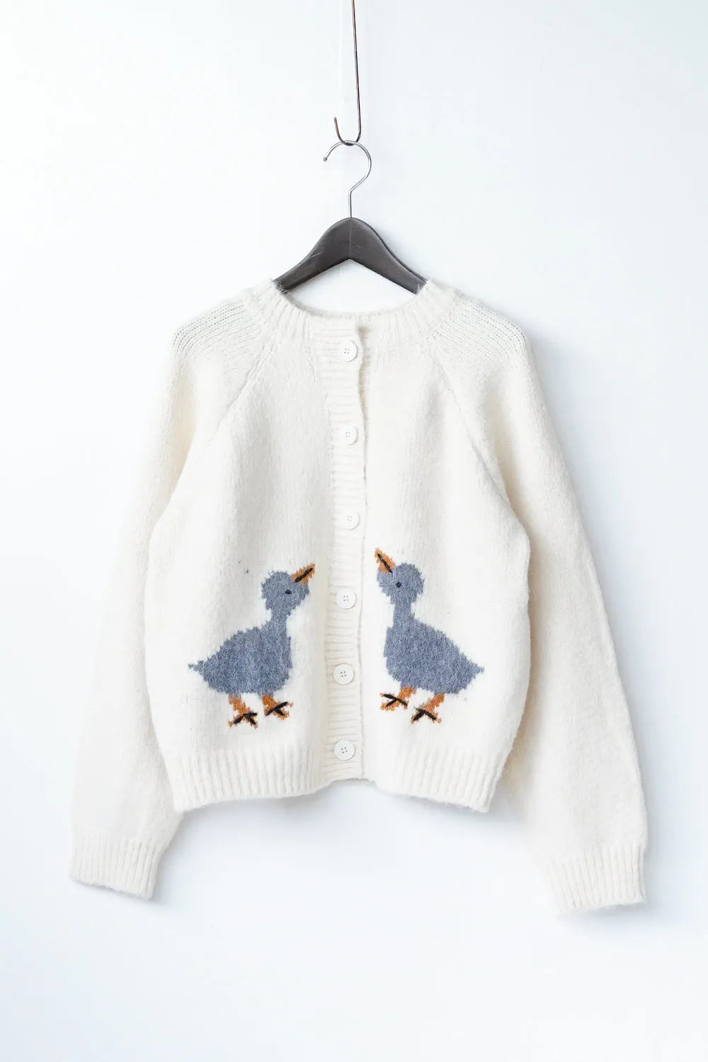 鳥柄ニットカーディガン&フードSET