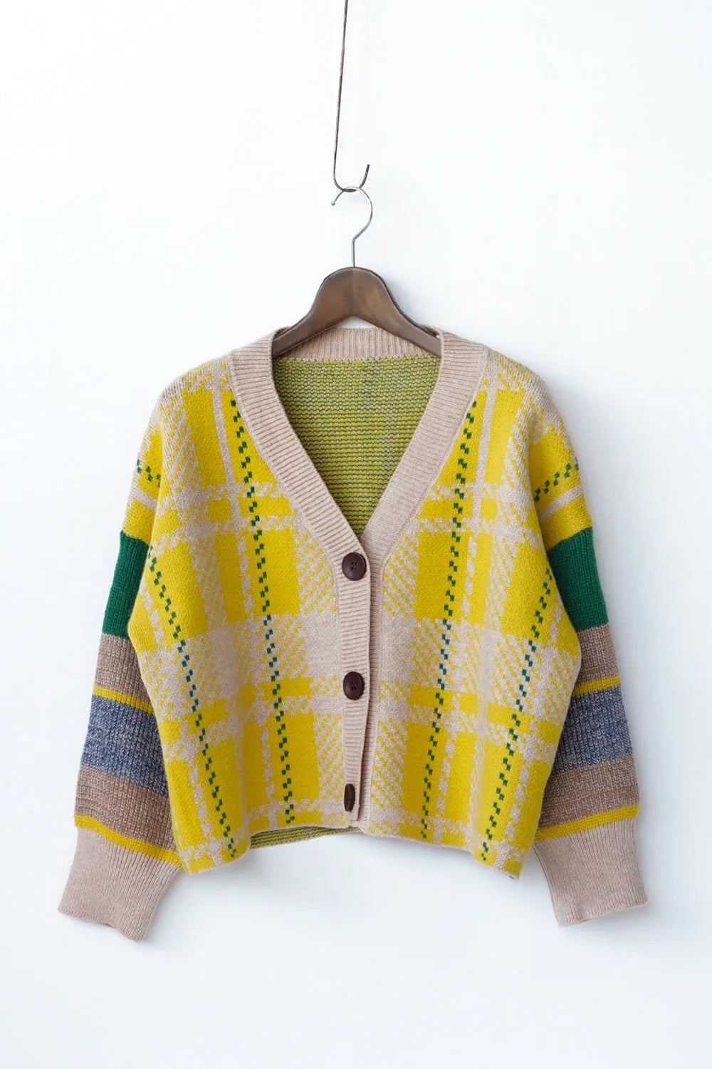 マルチチェックニットカーディガン