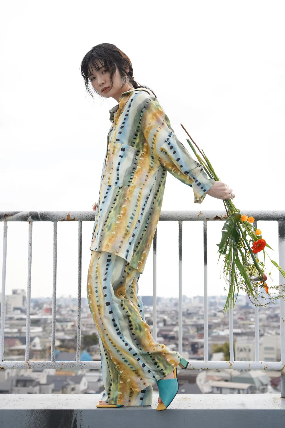 【LILA n’citta】ストライプドットイージーパンツ