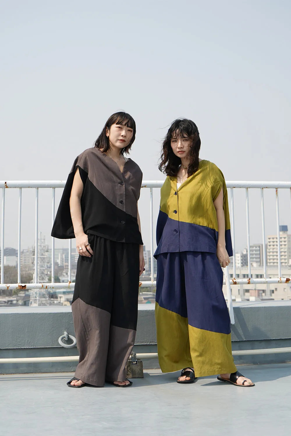 【LILA n' citta】リネンレーヨンバイカラーパンツ