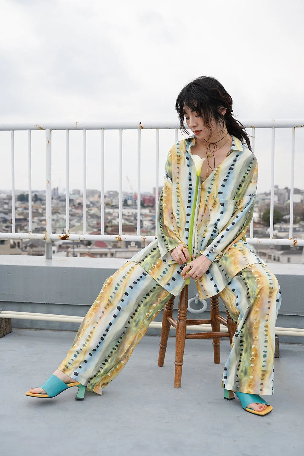 【LILA n’citta】ストライプドットイージーパンツ