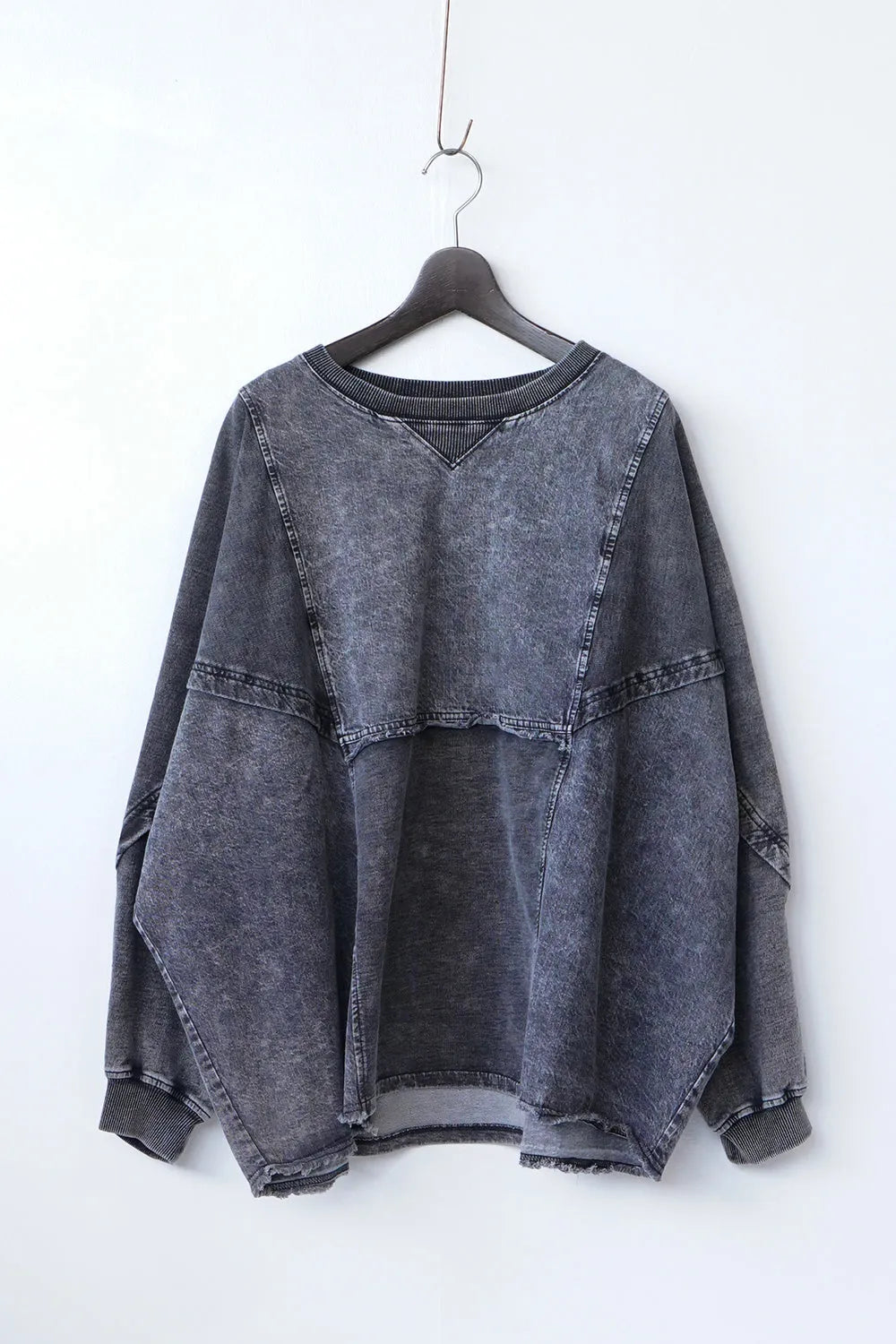 ケミカルデニム裏毛ドルマンプルオーバー