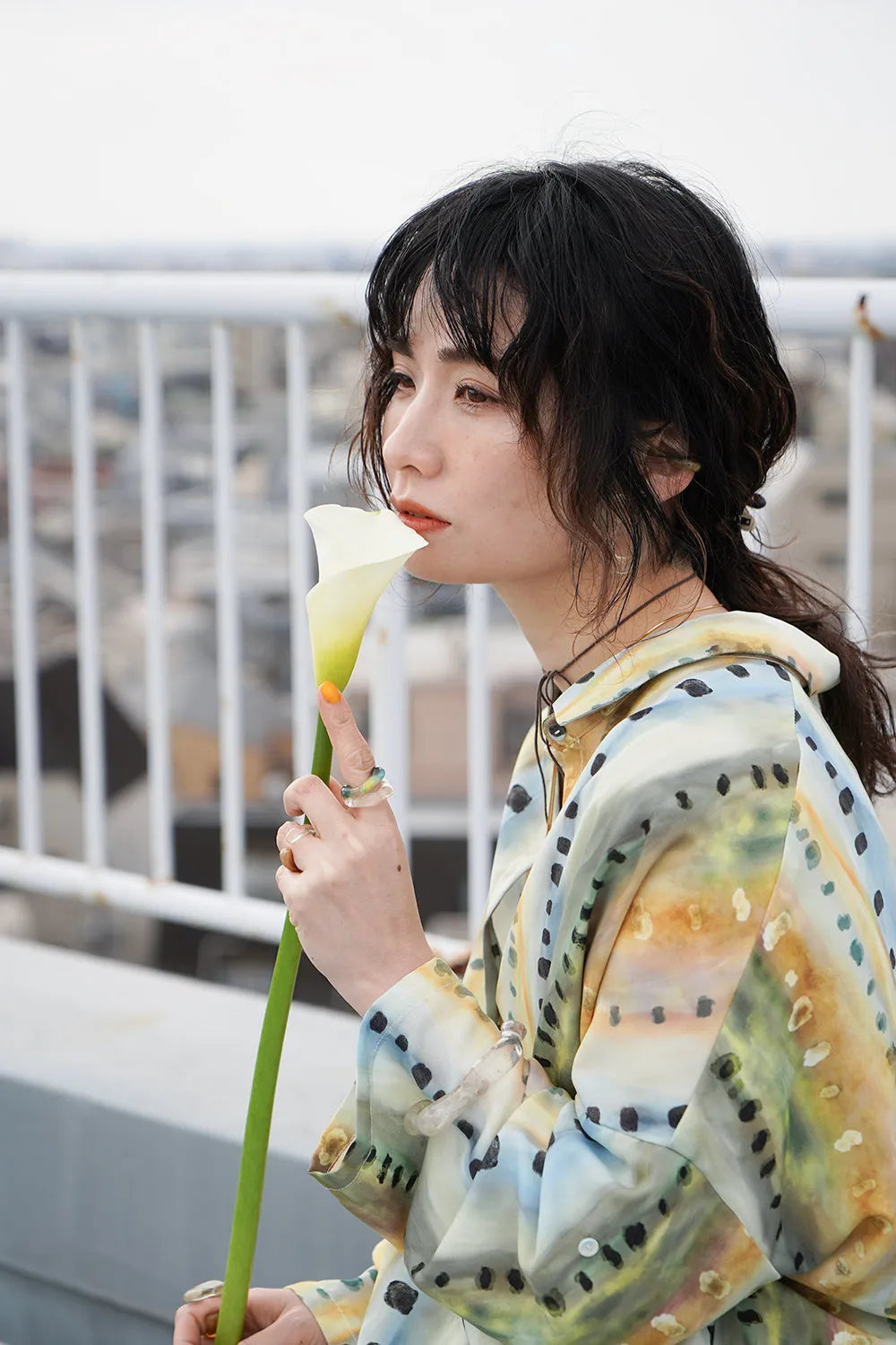 【LILA n’citta】ストライプドットオーバーシャツ