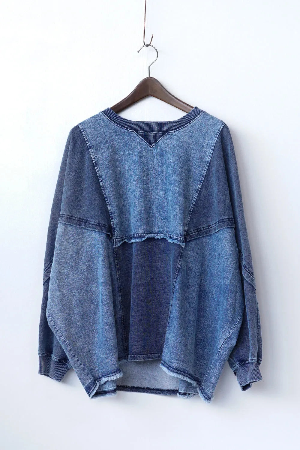 ケミカルデニム裏毛ドルマンプルオーバー