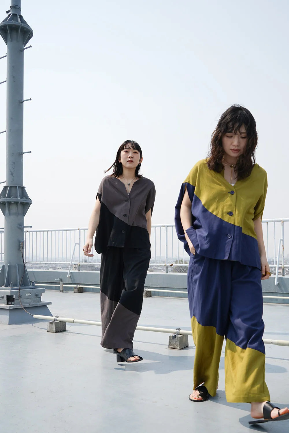 【LILA n' citta】リネンレーヨンバイカラーパンツ