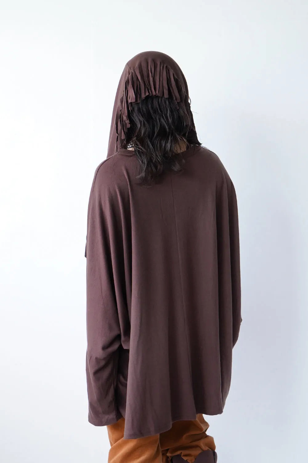 フリンジスヌード付きワイドプルオーバー