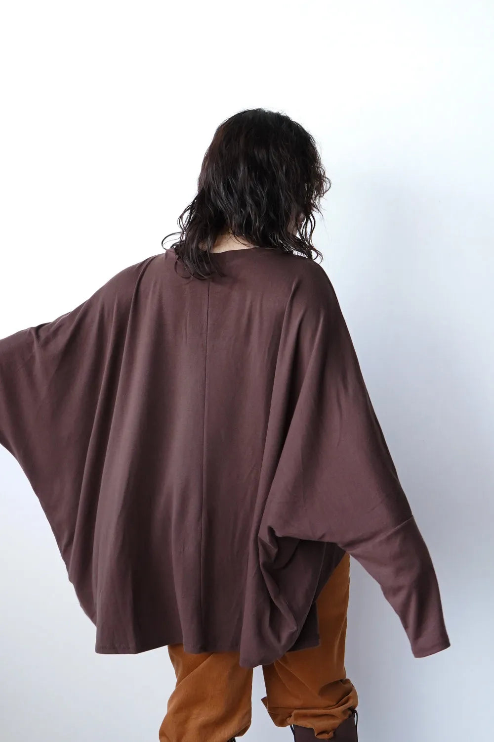 フリンジスヌード付きワイドプルオーバー